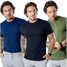 Kit 3 Camiseta Malha Peruana Algodão com Elastano Cotton Pima Premium Confortável e Durável