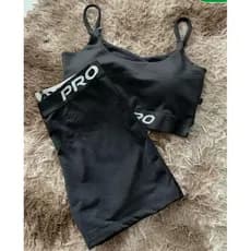 Conjunto Fitness Feminino Top + Shorts PRO Preto | Academia, Corrida e Treino | P M G GG Promoção 2026