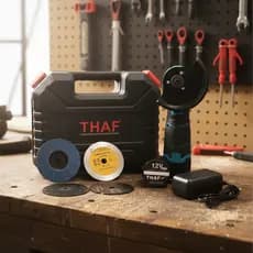Mini Esmerilhadeira Angular thaf Bateria 12v +carregador E Maleta Azul 12v