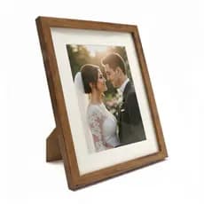 Moldura 15x20 Porta Retrato em MDF Estilo Madeira Escura Moldura Dupla - Detalhe Paspatur Branco