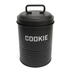Lata de Biscoito Cookies Metal Com Alça - Preto - NH