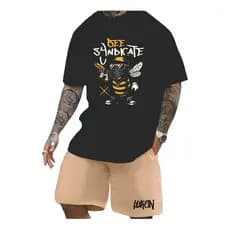 Conjunto Masculino Abelhão Luken Bermuda Masculina Moletom