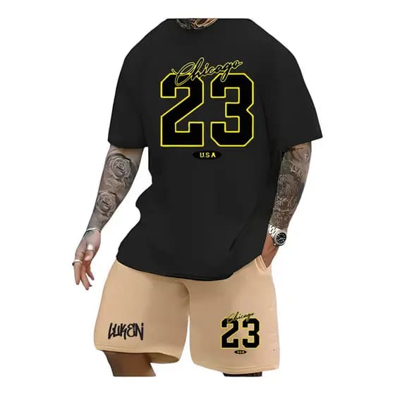 Kit Camiseta + Short Moletom Conjunto Luken 23 Chicago