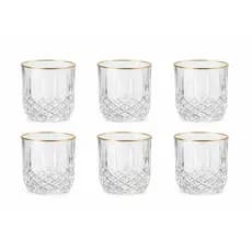 Conj. 6 Copos Baixos de Vidro Berlin Fio de Ouro 290ml - Mek