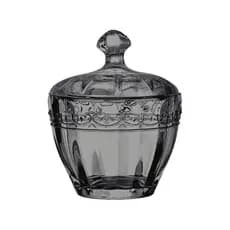 Potiche Decorativo de Vidro Paris Cinza 8,5x10,8cm - Mek