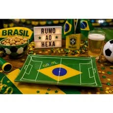 Prato Raso em Vidro Campo de Futebol 23,5x15,5x1,5cm - Decor Glass