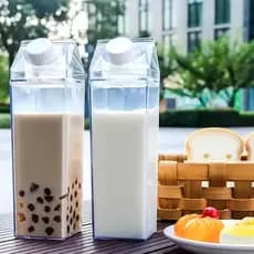 Garrafas 500/1000ml De Acrílico Transparente Caixa De Leite Geladeira Leite Suco Bebidas Água Chá