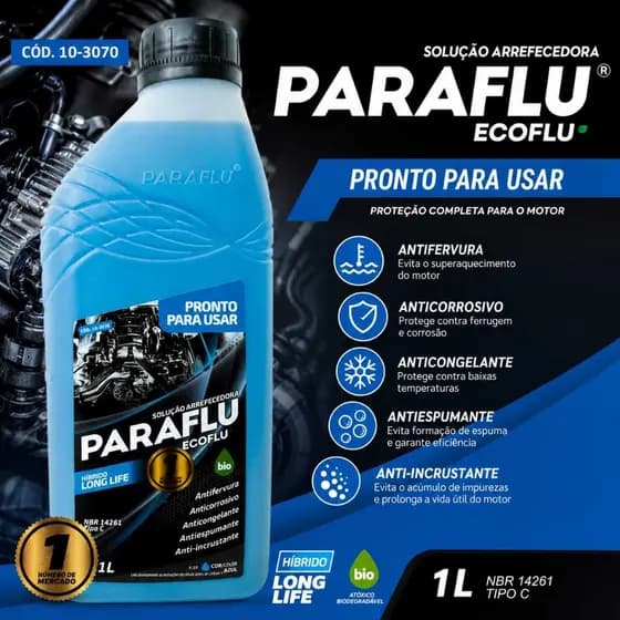 PARAFLU ECOFLU – Solução Arrefecedora Orgânica Long Life 1L Pronto para Uso