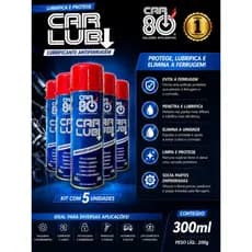 Kit 5 Desingripantes Car80 Car Lub 300ml – Lubrificante Antiferrugem Multiuso Profissional