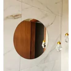 Espelho Redondo Lapidado 60cm Para Sala + Kit Instalação