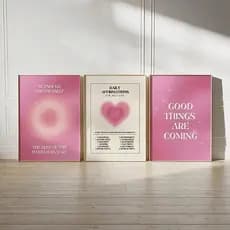 Quadros decorativos Aura angel number vibes rosa (3 peças)