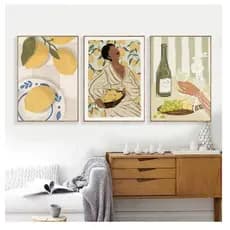 Quadros decorativos Escandinavo minimalista Boho Wall Art verde (3 peças)