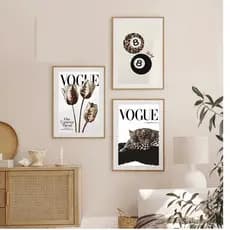 Quadros decorativos Leopardo chita marrom moda vintage moderno (3 peças)