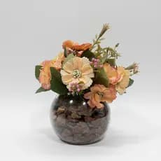 Arranjo Flores Artificial Decorativo Vaso de Vidro Centro de Mesa Sala Escritorio Lavabo