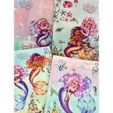 Kit Caderno Brochura Capa Dura Sereias Loly 4un 80 Folhas