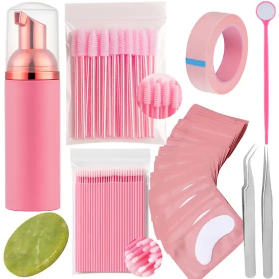Kit Completo Iniciante Extensão De Cílios Pump Escovinha Microbrush Espelho Pads