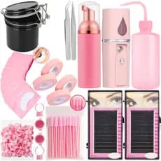 Kit Completo Treino Extensão Cílios Profissional Nano Pinça Pisseta Porta Colas