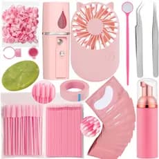 Kit Completo Iniciante Extensão De Cílios Nano Ventilador Escovinha Pinça Pedra Jade Pump Pads