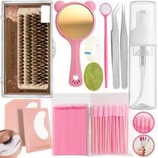 Kit Completo Extensão e Alongamento Cílios Marrom Profissional e Iniciante + Espelho