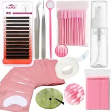 Kit Extensão de Cílios Fadvan W 5D 0.07D 8-14mix Pinça Escovinhas Microbrush Jade Micropore Pump