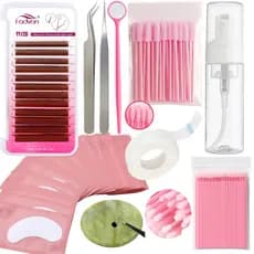 Kit Extensão de Cílios Fadvan Marrom YY Volume Brasileiro Iniciante e Profissional Completo