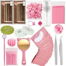 Kit Extensão de Cílios Tufinho Marrom Mix Iniciante e Profissional Pump Espelho Micropore Batoque