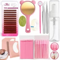 Kit Extensão de Cílios Fadvan Marrom YY Volume Brasileiro Iniciante e Profissional Completo