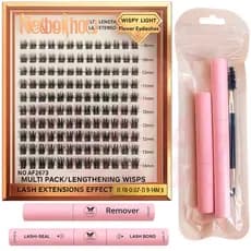 Kit Cílio Postiço Wisp Alongamento Efeito Extensão 0.07D Mix 9-14mm Floral Natural Multi Pack