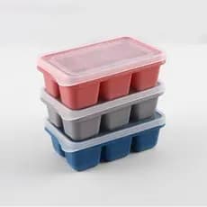Kit 3 Forma de Gelo Retangular Com 6 Divisórias Plástico  Bandeja De Silicone Para Cubos De Gelo Com Tampa