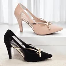 Scarpin Luxo Feminino Salto Alto Fino 9cm Laço Metalizado Elegante Social Festa Sapato Torricella