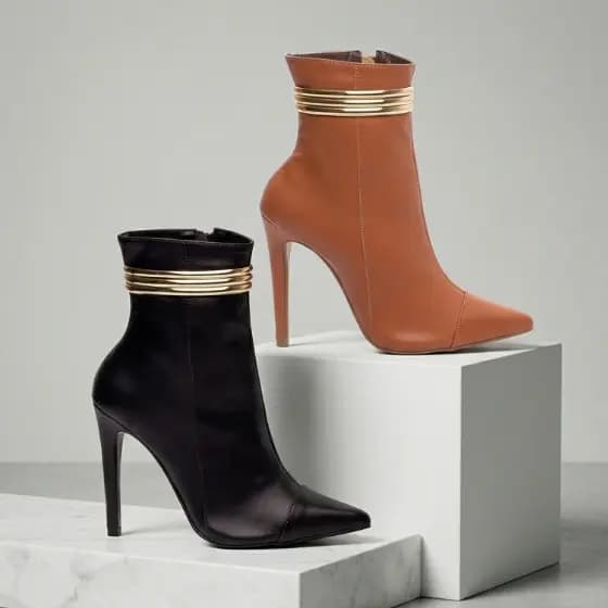 Bota Feminina Torricella Salto 12 cm Stiletto Agulha Alto Bico Fino Cano Médio Luxo Fashion Chique