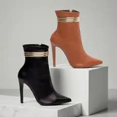 Bota Feminina Torricella Salto 12 cm Stiletto Agulha Alto Bico Fino Cano Médio Luxo Fashion Chique