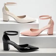 Sapato Scarpin Feminino Salto Baixo Grosso 6cm Aberto Lateral Salomé Fivela Moda Elegante Torricella