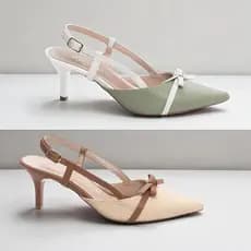 Scarpin Slingback Salto Fino Baixo 6cm Sapato Feminino Torricella Calcanhar Aberto Tiras Fivela Laço