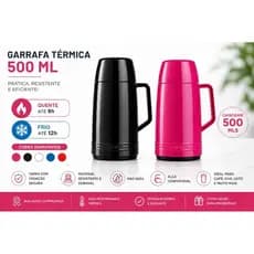 Garrafa Térmica 500ml Café Chá Quente e Frio 12h Resistente | Várias Cores Rosa Preto Azul Branco Vermelho Amarelo