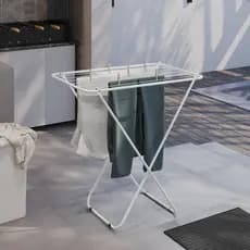 Varal de Chão Branco Para Apartamento Casa Leve Resistente Aço de Carbono Até 10kg