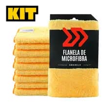 Kit Flanela Amarela Microfibra Autoamerica Premium 60x40