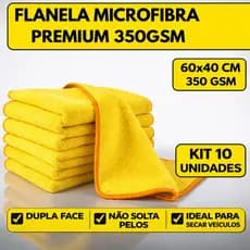 Kit Flanela Amarela De Microfibra Autoamerica 60x40 Premium