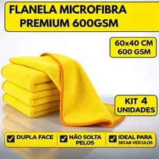 Kit 4 Flanela Microfibra Premium 60x40cm Super Absorção