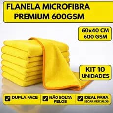 Kit 10 Flanelas Microfibra Automotiva 350GSM Alta Absorção