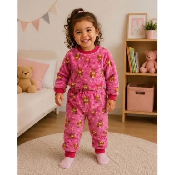 roupa bebe menina,roupa infantil menina,pijama plush feminina,conjunto infantil premium,pijama de frio