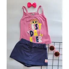 conjunto infantil menina verão,roupa infantil,shorts saia,roupa infantil menina,regata alcinha,conjunto verão
