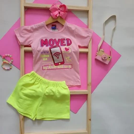 conjunto infanti lmenina,roupa infantil menina,camiseta menina,shorts menina,conjunto verão menina..