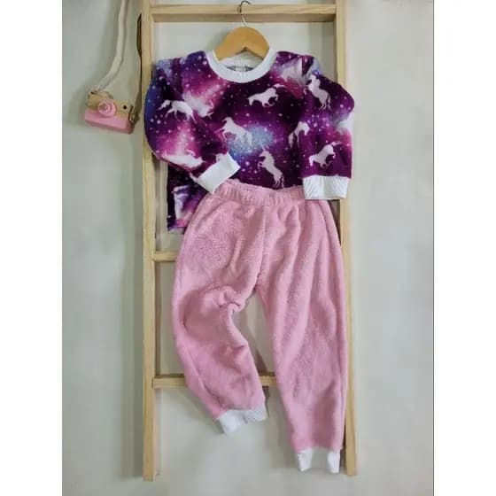 conjunto infantil menina,roupa infantil menina unicornio,conjunto em fleece