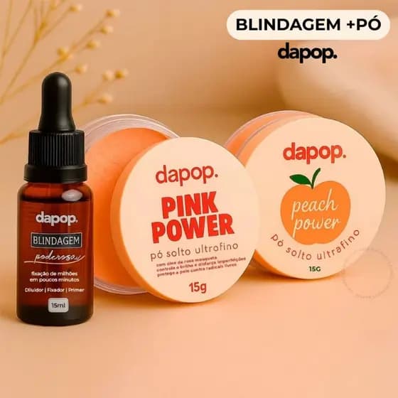 Kit Blindagem de Maquiagem + Pó Solto Pink Power Ultrafino OU Pó Solto Peach Power Dapop