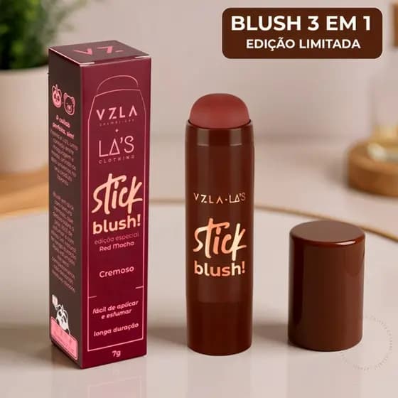 Blush Stick 3 em 1 Red Mocha Vizzela + La’s Make Lançamento Limitado Batom Sombra