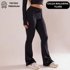 Calça Bailarina Feminina Confortável Tecido Premium Poliamida Moda Gringa Legging Flare Luxo