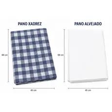 Kit Panos de Chão Grossos Alta Absorção Xadrez e Alvejado 45 cm x 68 cm