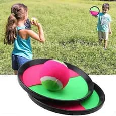 kit raquetes+bolina infantil velcro bateu colou verde e rosa esporte