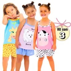 3 Baby Doll Infantil Verão Alcinha ou Regata Estampas Variadas